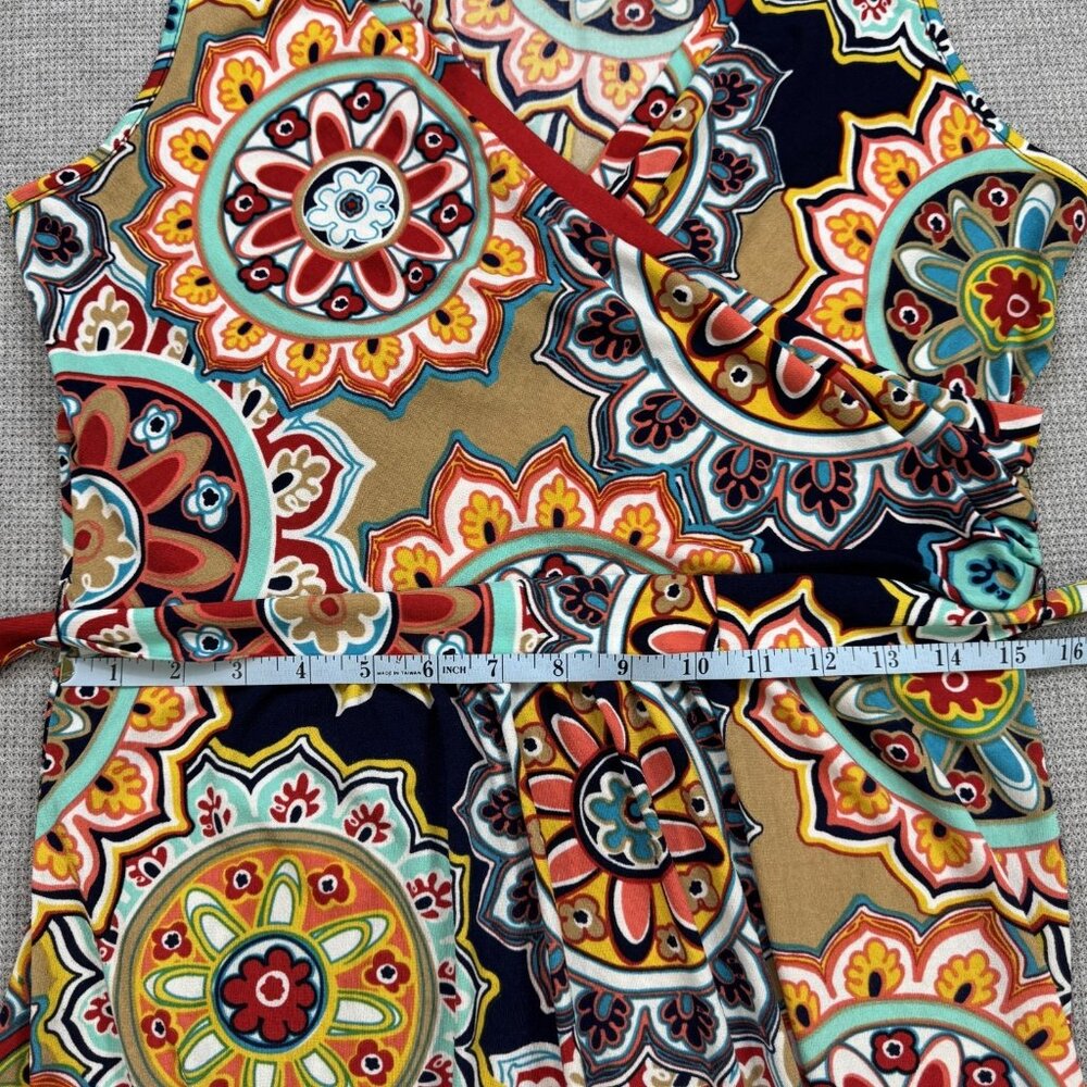 Zattcas Womens Size L Multicolor Mandala Print Sleeveless Belted Maxi Dress Boho - Picture 9 of 12